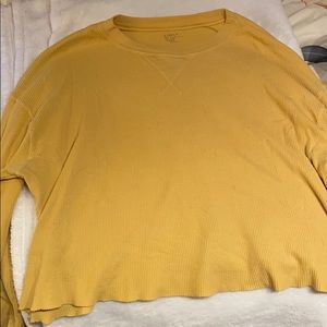 Brandy Melville Yellow waffle shirt